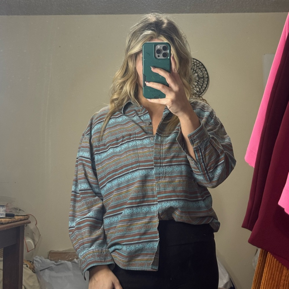 Backroad Blues Vintage Striped Button-Up Shirt